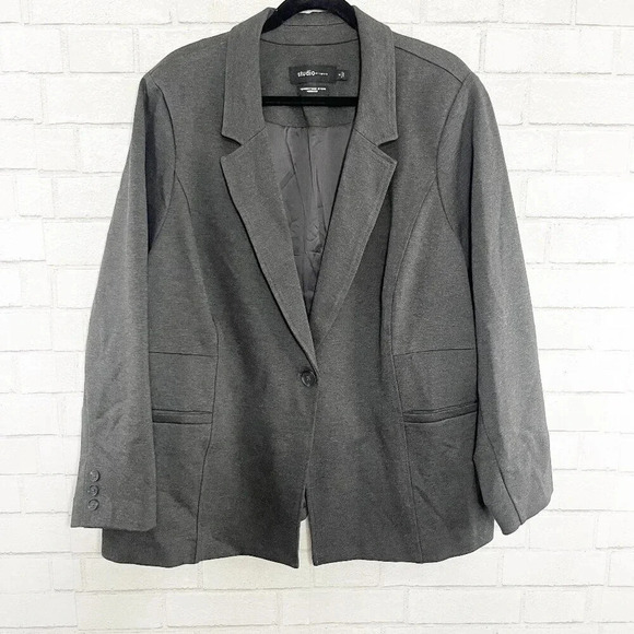 Torrid Studio Gray One Button Business Casual Blazer Jacket Women's Plus Size 4X - Picture 2 of 6